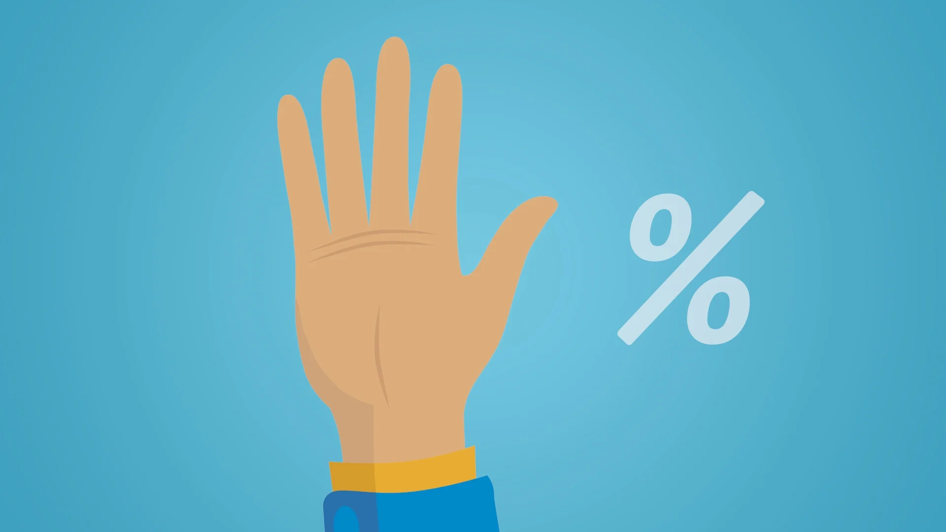 A raised hand beside a crossed-out percent sign, illustrating rarity