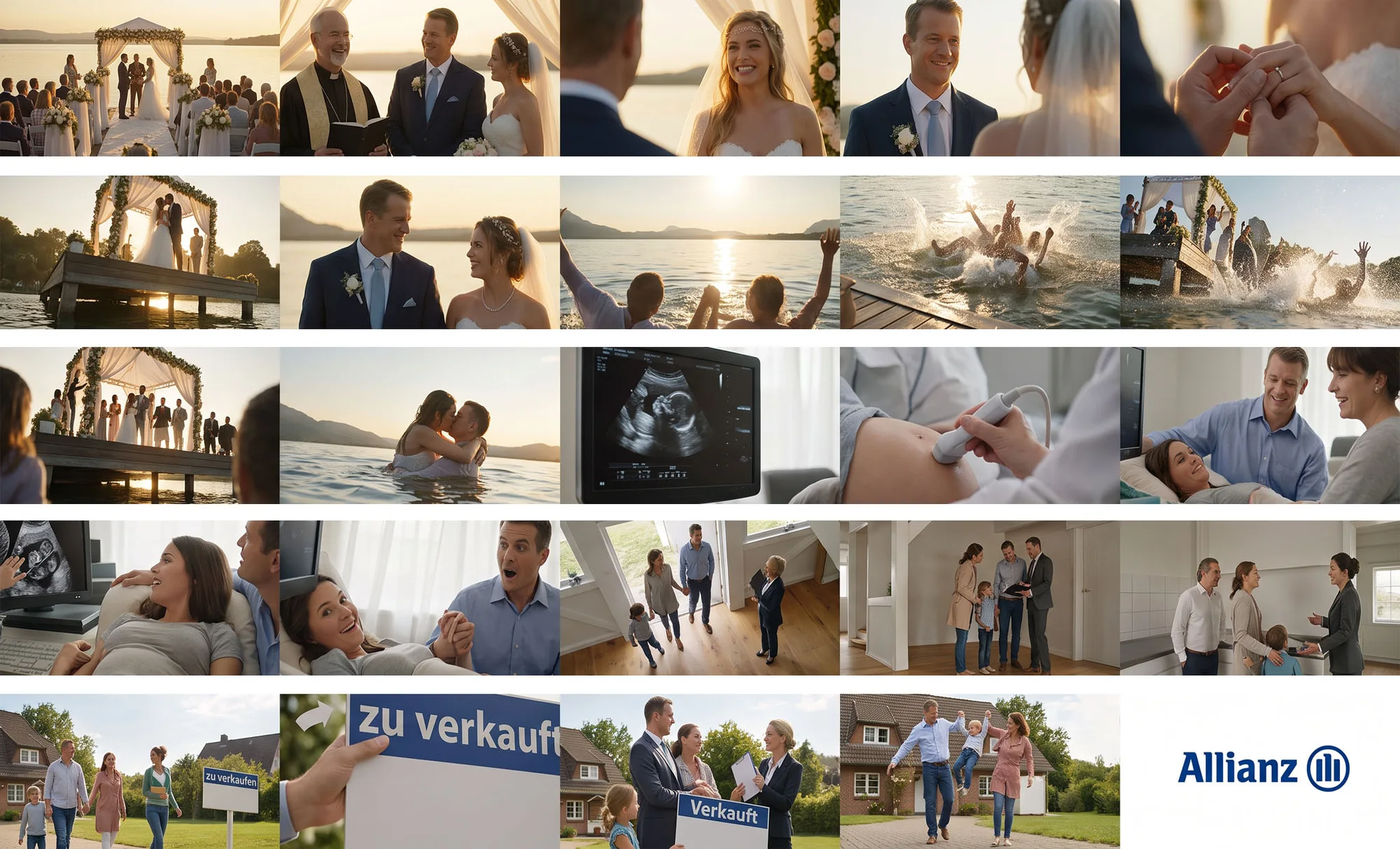 AI-generated photorealistic storyboard frames &mdash; Allianz brand film