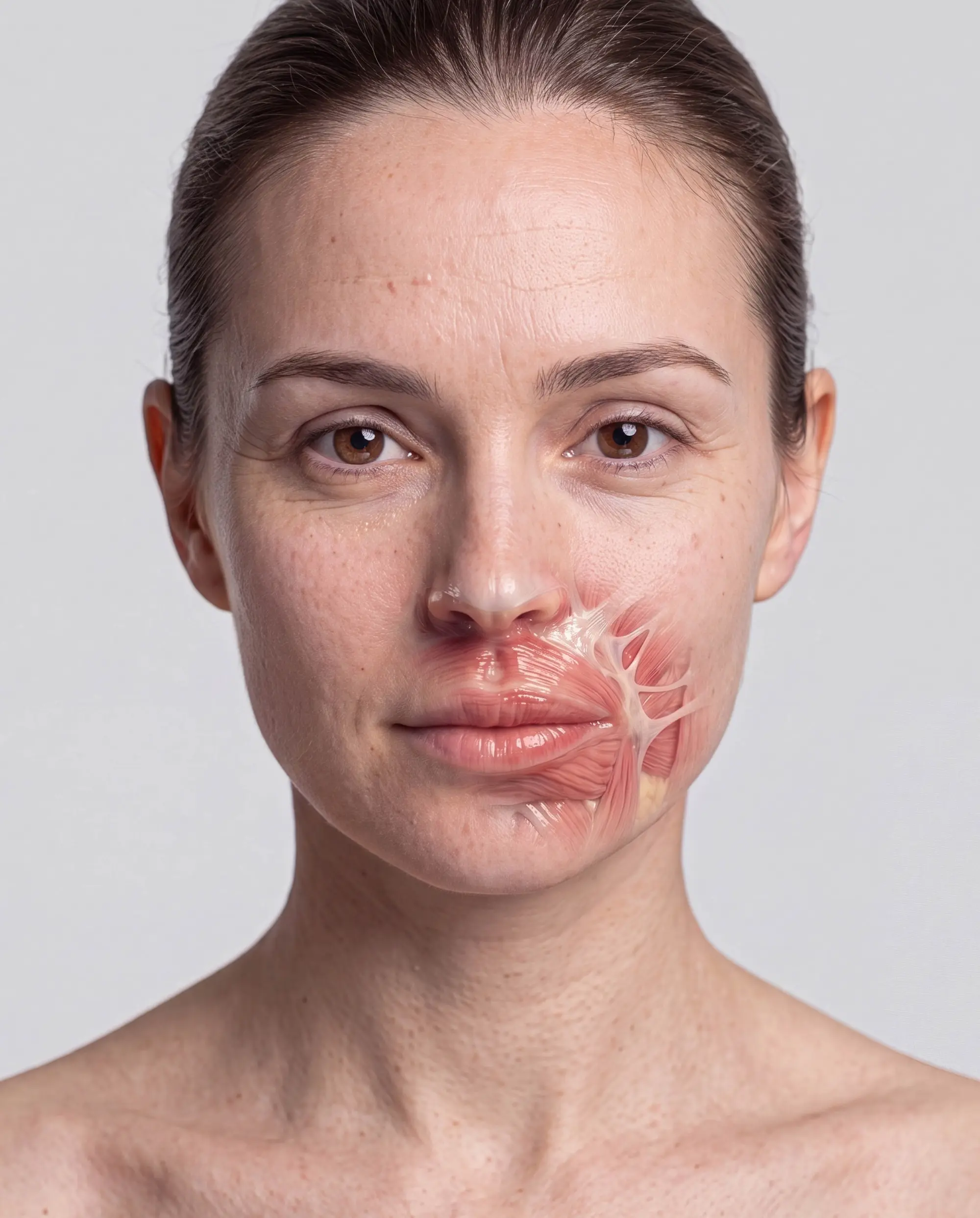 Facial anatomy &mdash; photographic integration, orbicularis oris revealed
