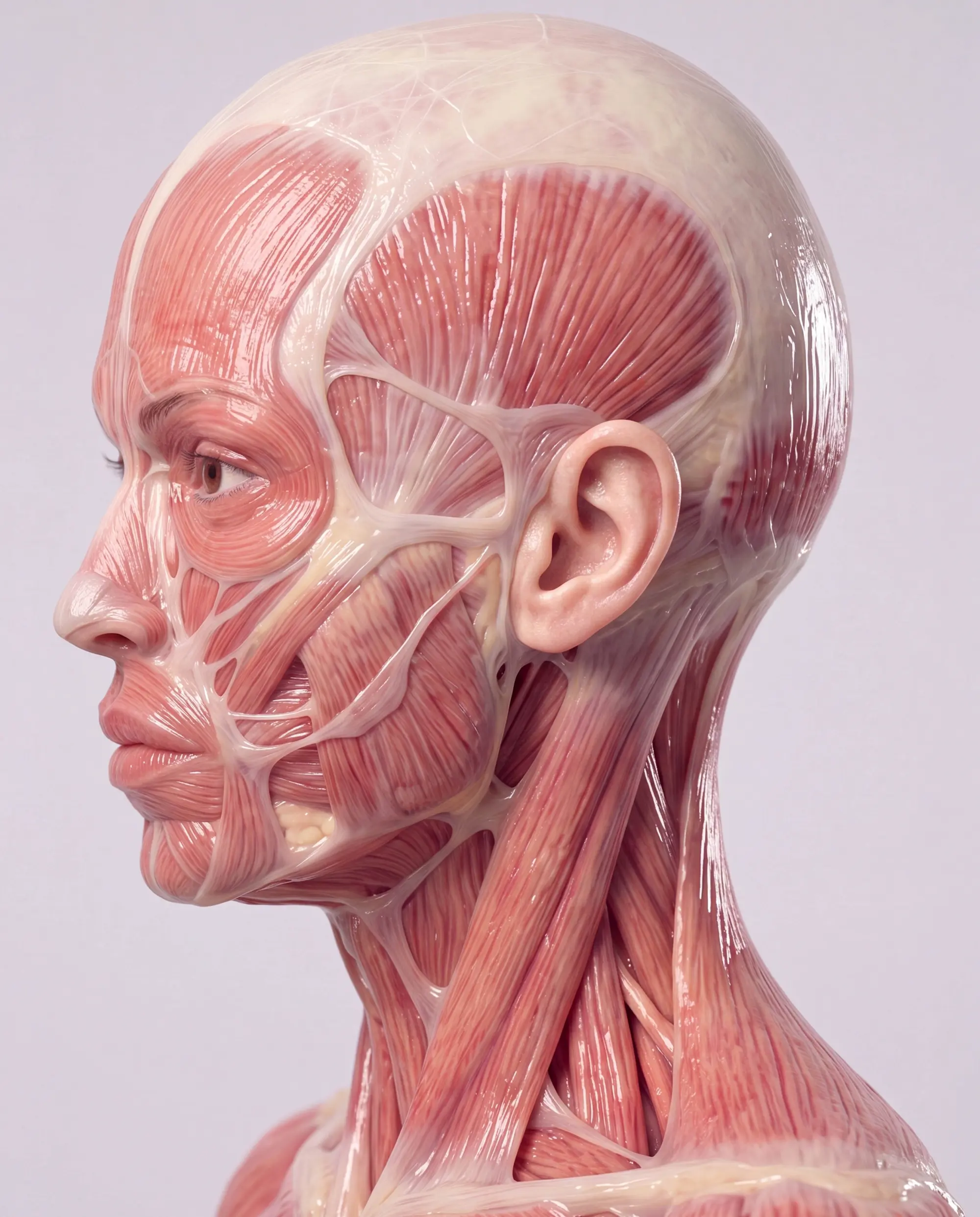 Facial musculature, side profile