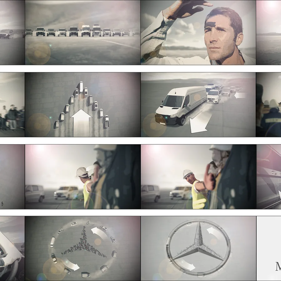 Colour storyboard frames &mdash; Mercedes-Benz Sprinter brand film