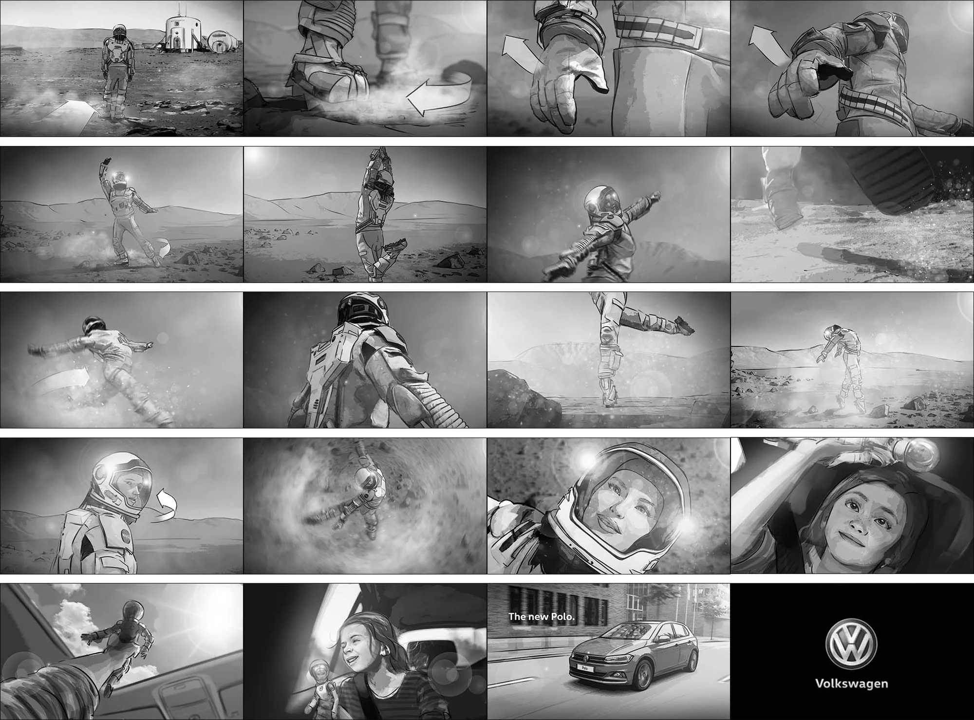 Shootingboard sheet &mdash; an astronaut and the new Polo